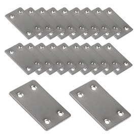 FEEIMOL Pack of 20 Stainless Steel Perforated Plates, Flat Connectors, Wood Connectors, Perforated Plates, Silver Connecting Plate, Metal Connector, Repair Plate for Wood, Furniture, 1.5 mm Thickness,