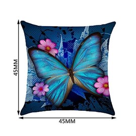 CFJIA Blue Butterfly Printed Throw Pillow Covers Square Pillow Case Home Decorative Cushions Accessories for Home Bedroom Living Room
