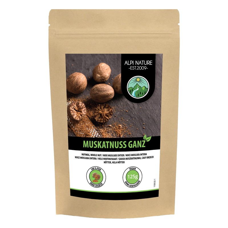 Whole nutmeg (125g, 4.4 oz), 20-25 pcs, 100% natural whole