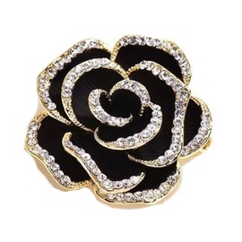 GFM® Rose Brooch - Birthday Valentine's Day Mothers day Christmas - A-Black Gold - (Brch-ROSE-A-KLSN)