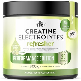 LIFE 360+ Creatine Electrolytes Refresher 300 Gramos | Sabor Pepino Limón