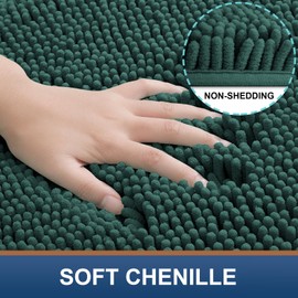 Smiry Chenille U-Shaped Toilet Bathroom Rugs, Soft Absorbent Non-Slip Contoured Rugs, Machine Washable Contour Bath Mats for Bathroom Toilet (24"x20", Green)