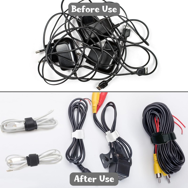 60Pcs Cable Ties Reusable Adjustable Cable Straps Hook and Loop