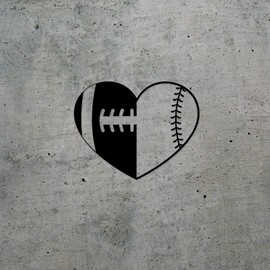 Transparent Decal Stickers of Sport Half Hearts Football Baseball (Black) Premium Waterproof Vinyl Decal Stickers for Laptop Phone Accessory Helmet Car Window Mug Tuber Cup Door ANDSKUS0g5174BL090622
