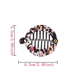 Numblartd 6Pcs Bohemia Round Plastic Wrapped Cloth Banana Hair Clip Hair Comb - Fashion Fish Shape Side Combs Shark Clip Ponytail Holder Hair Clincher Hairgrip Hair Accessories for Women (Large)