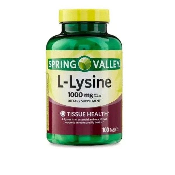 Branded Spring Valley L-Lysine Amino Acid Supplements, 1000 mg, 100