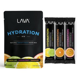 LAVA Morning Recovery Variety Pack | Electrolyte Powder Drink Mix | Lemon Lime, Passion Fruit & Tangerine Hydration Powder Packets | Low Sugar, Gluten Free, Non-GMO | 16 Sticks