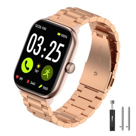 LYSANDRA 22mm Quick Release Stainless Steel Metal Replacement Straps Compatible Spade Co Health Smartwatch 4 (Rose Gold)