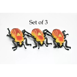 K&M Beetle, June Bug, Red and Yellow, Very Nice Rubber Replica   5"  -   F2067 B133 - 3 PACK