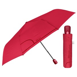 PERLETTI Women's Automatic Open Umbrella with 2 Colours – Women's Pocket Umbrella Storm Resistant Windproof Travel Mini Rain Umbrella Small Pocket Umbrella Diameter 98 cm, red