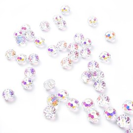 OrchidJewel 84pcs 8mm Wholesale Crystal Briollete Rondelle Beads AB Glass Crystal Beads for DIY Jewelry Making 68 Faceted Assorted 8 Color Choices (Flash White(84pcs))