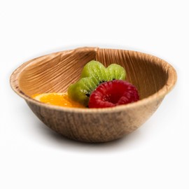 Canape King 25 pcs Disposable Palm Leaf Bowls | Eco-Friendly 2.7'' (7cm) Round Dessert Serving Bowl | Biodegradable Wooden Bowl for Hot & Cold Food | Heavy-Duty Salad Bowls