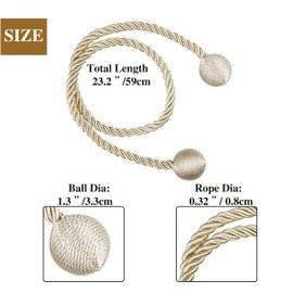 Nieffeiy Curtain Tiebacks Outdoor Elegant Decorative Tie Backs Modern Rope Tiebacks for Drapes Window Curtain Holdbacks for Draperies (Beige, 2)