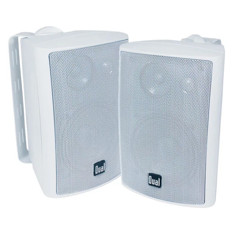 Dual 3-Way Wired Indoor/Outdoor White Speakers (PAIR)