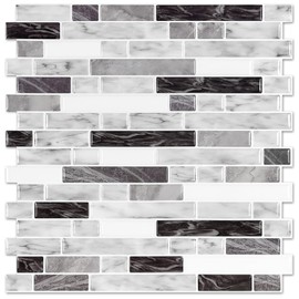STICKGOO Thicker Design Peel and Stick Tile Backsplash, 12”×12”Stick on Backsplash for Kitchen, Self Adhesive Tile for Kitchen Backsplash and Bathroom(10 Sheets, Carrara Grey)