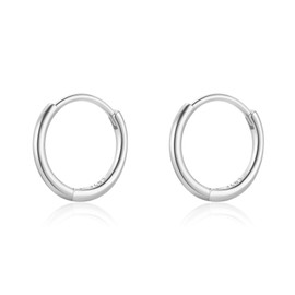 Hoop Earrings Silver 925 for Women Small Hoop Earrings Gold-Plated Rose Gold Hypoallergenic Earrings Hoop Earrings, Sterling Silver, No Gemstone