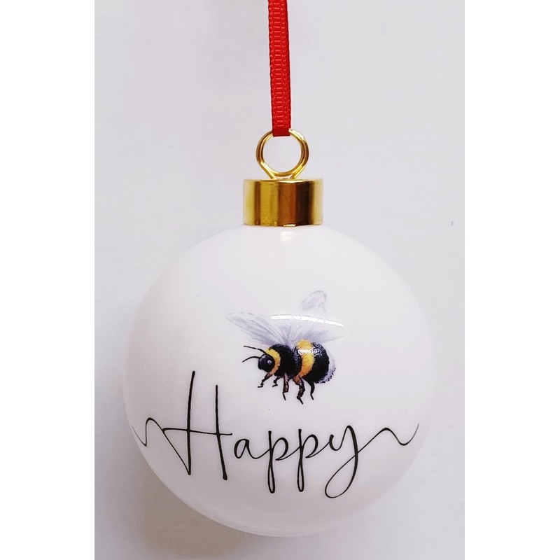 Bee Happy Bauble Fine Bone China 7 cm Gift Boxed