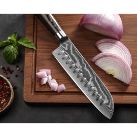 Wakoli EDIB 2-Piece Damascus Kitchen Knife Set – Santoku & Small Santoku with VG10 Core made of 67-Layer Damascus Steel Blades – Professional Chef Knives with Ergonomic Pakkawood Handles in Gift Box