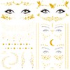 Feelairy Pack of 4 Tattoo Metallic Temporary Tattoo Face Gold,