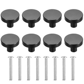 HAOCHEN Cabinet Knobs, Pack of 8 Round Furniture Knobs, Drawer Knobs, Cupboard Handles, Door Handles, Drawer Handles, for Wardrobe, Kitchen Cabinets, Dressers, Drawer Knobs Handles - Black