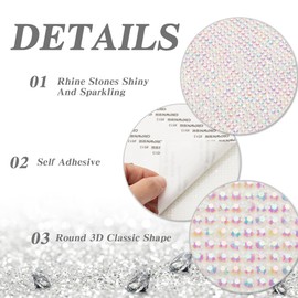 Bling Rhinestone Stickers White AB Self Adhesive Crystal Rhinestone Sheet Sticker for DIY Crafts Wedding Christmas Party Gift Car Decoration 9.4 x 7.9 Inch with 3 mm Rhinestone