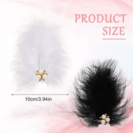 ZXCHOME Pack of 2 Feather Hair Accessories, Hair Clips, Black and White, 1920s Women's Headpiece for Wedding, Prom, Tea Party, Feather Headpiece, Hair Clips for Dance, Performance, Hairstyles
