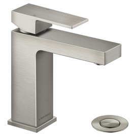 Lava Odoro Brushed Nickel Bathroom Faucet Single Hole, Brass Bathroom Sink Faucet Single Handle Vanity Faucet with Pop up Drain Assembly, Deck Plate Included, BF307-BN