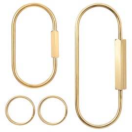 2 PCS Brass Screw Lock Keychain, Gold Brass Key Ring with Rings, Simple Sturdy Keychain Lock for Keys, Bags, Accessories, Luggage Tags, 2 Sizes