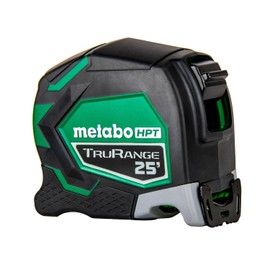 Metabo HPT Measuring Tape, 25' TruRange, Long Reach 17-ft, High Visibility Green Blade, 1/8" Incremental Fractions, Durable Extruded Nylon Coated Steel, Lightweight Design, 115925M