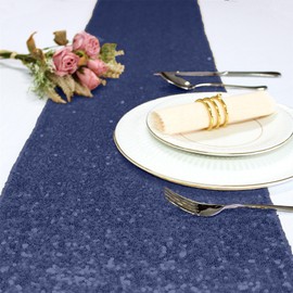 Elegant Event Essentials – Sequin Party Long Table Runner – For Spring Party, Wedding, Reception, Banquet, Home Dining Space Christmas Centrepiece Decoration (12” x 108”/30.48 x 274.32cm) - Navy Blue