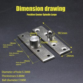 2 Pcs Center Pivot Hinges 360 Degree Door Pivot Hinge Stainless Steel Hidden Hinges Concealed Rotating Door Hinge for Door Window Cabinet (98.5 mm x 24 mm)