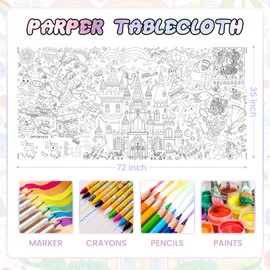 Giant Coloring Poster,35x72Inch Princess Party Activity Drawing Paper Coloring Table Cover,DIY Princess Poster Tablecloth Art Crafts Coloring Sheet for Kids,Home Classroom Party Decorations Suppiles