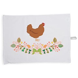 Hippowarehouse Chicken floral Tea Towel Eco Printed Dish Cloth Kitchen accessory 50cmx70cm 100% Cotton