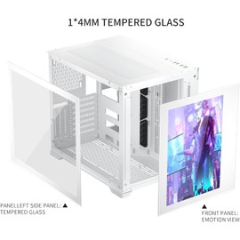1STPLAYER SP7-EV White Gaming PC Case, ATX Mid Tower with Front Display Panel, Tempered Glass & 360mm Radiator Support, USB 3.0 & Type C Ready