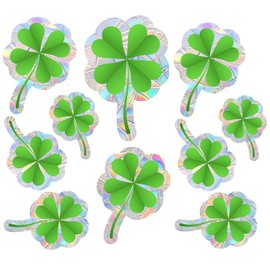 GORGECRAFT 12Pcs Clover Window Cling Suncatcher Decorative St. Patrick's Day Four Leaves Shamrock Window Stickers Glass Decals for Irish Holiday Shopwindow Decor Stop Birds from Window Collisions