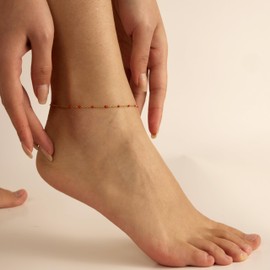 Dabovos Ankle for Women 18K Gold Plated Dainty Beads Chain Simple Beaded Chain Ankle Bracelet Waterproof Summer Beach Foot Chain Jewelry Gifts