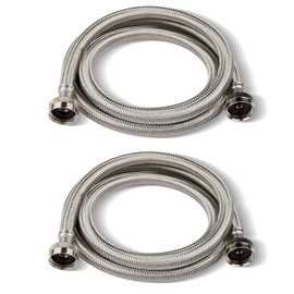 2-Pack HeSun 4 Ft Washing Machine Hose, 3/4" FHT Stainless Steel Washer Hose, for Hot and Cold Water Supply Lines (4 Ft)(HOSE003)