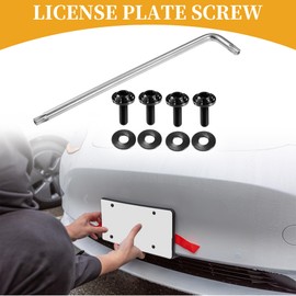 X AUTOHAUX 1 Set 1/4" M6 Universal Anti Theft License Plate Screws - Car Security Bolt Fasteners Kits for Car Tag Frame Holder with 4 Washers - Titanium Alloy Black