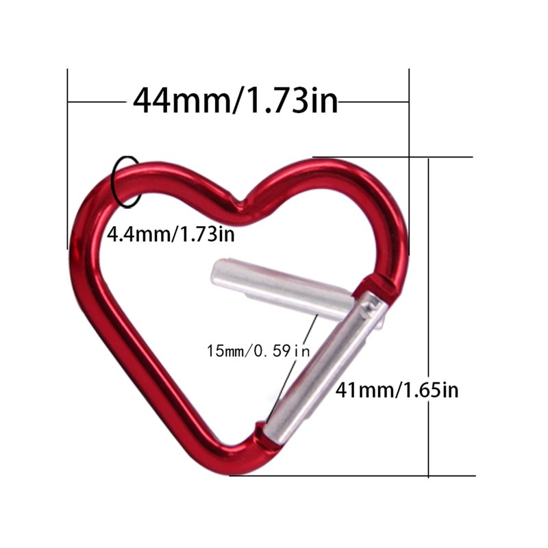 Lightweight Heart Shaped Keychain Clips Heavy Duty Carabiner Aluminum Alloy
