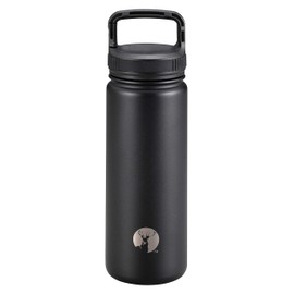 Captain Stag UE-3519 Sports Bottle, Direct Drinking, Double Stainless Steel Bottle, Vacuum Insulated, Hot or Cold Insulated, HD Carabiner Bottle, 16.9 fl oz (500 ml), Black, Product Size: Approx.