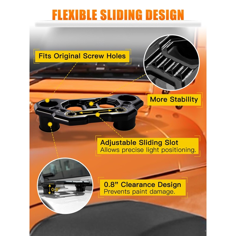UNI-SHINE 2-Pack Hood Mounting Brackets for Light Bar Fit for