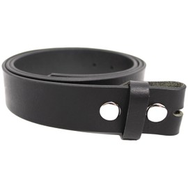 Genuine Leather Press Stud Belt Strap without Buckle. For Interchangeable Belt Buckles. Swap out Belt Buckles. Quality Full Grain Leather Belt Strap. (Black, 38 inch)