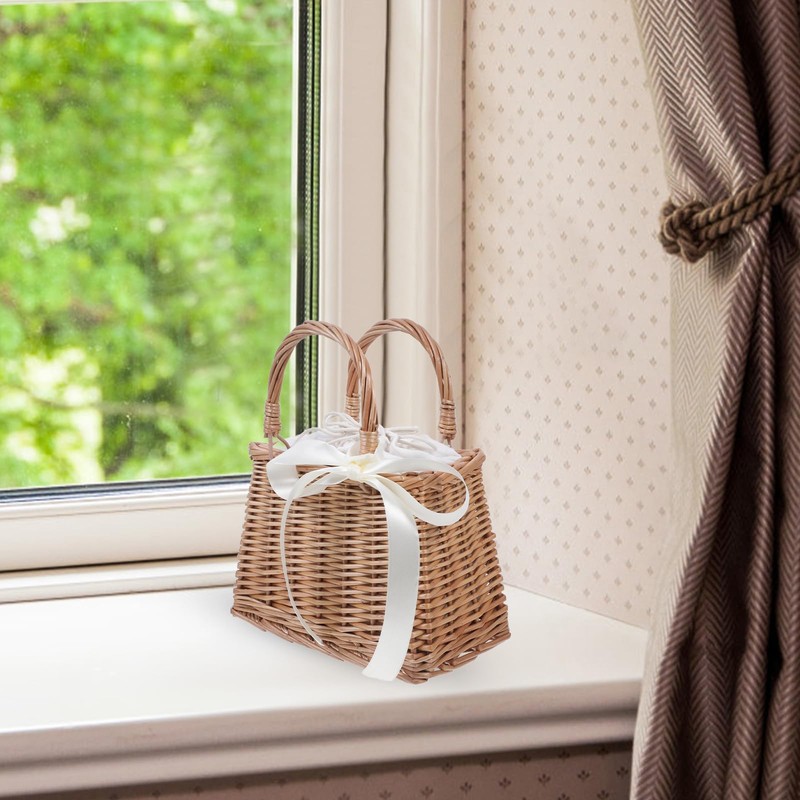 TOVINANNA Wicker Picnic Baskets with Handle, Rattan Wicker Storage Basket