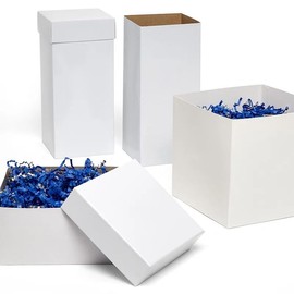 Paper Mart Gift Box Lids for Presents, White Preassembled Lid Only, 4 x 4 x 1 1/2 Inch Box Lid, Bulk Pack of 50 Christmas Gift Box Lids