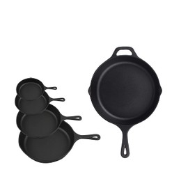 Home VSS Cast Iron， Pre-Seasoned Skillet 5pcs Set, Including 3", 5", 8", 9" and 12"