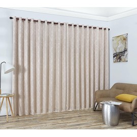 Linen Zone Beige Ivory Extra Wide Curtains for Wall Partition. Sliding Hanging Room Dividers Come as Set of 2 Dividers for Bedroom or Can Be Used as Privacy Screen. (Evelyn 108 x 100 Ivory)