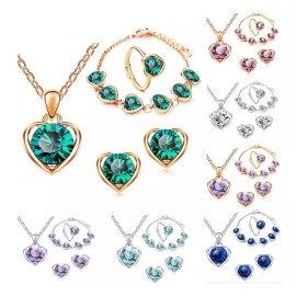 Patry Deluxe Set 5piezs Corazón Collar Pulsera Aretes Anillo Mamá Regalo