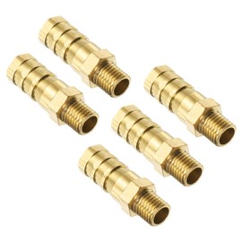 sourcing map 5Pcs Brass Hose Barb Fittings Metric M8-1 Male to Barb Fit Hose ID 10mm Barbed Pipe Fitting Adapter Connector for Water Fuel Air
