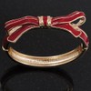 Avalaya Dark Red Enamel Bow Hinged Bangle Bracelet In Gold