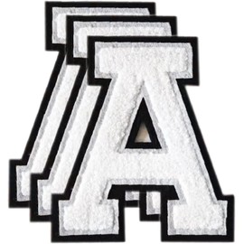 3PCS Letters Patch Large Size Letter Patches Patches for Clothing DIY English Letter Decoration Patch (Black and White, One Size)